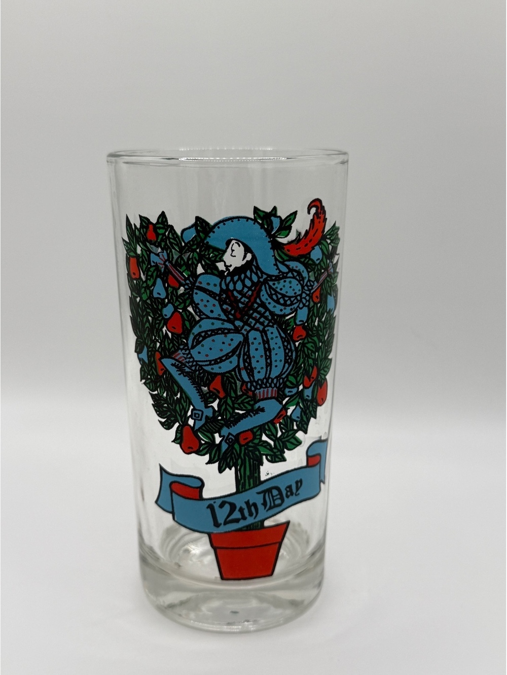Vintage 12 Days of Christmas 12th Day Lord a Leaping Drinking Glass Tumbler